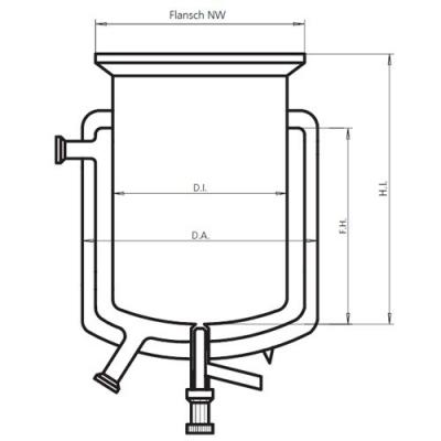 三层反应釜釜体，带底阀, 250mL~50L